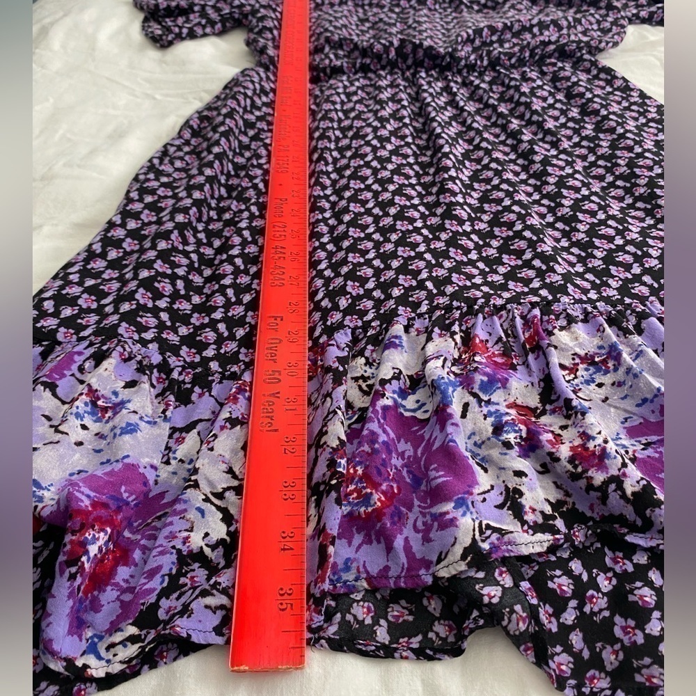 Free People bkack and purple ruffled boho dress size small - Picture 6 of 8
